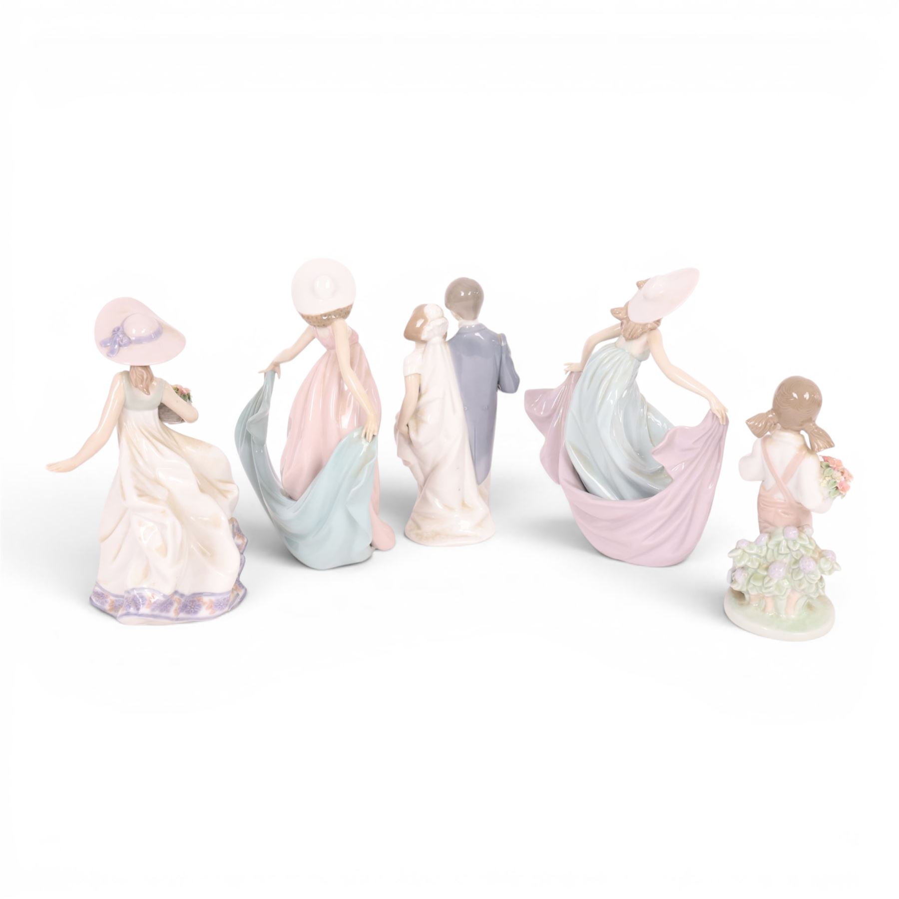Five Lladro figures, comprising Spring Dance 5663, Spring 5217, Carefree 5790, May Dance 5662 and Wedding Bells 6164, all boxed