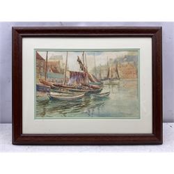 Thomas Calvering Alder (British c.1857-1931): Berwick Cobles in Whitby Harbour, watercolour signed 28cm x 43cm