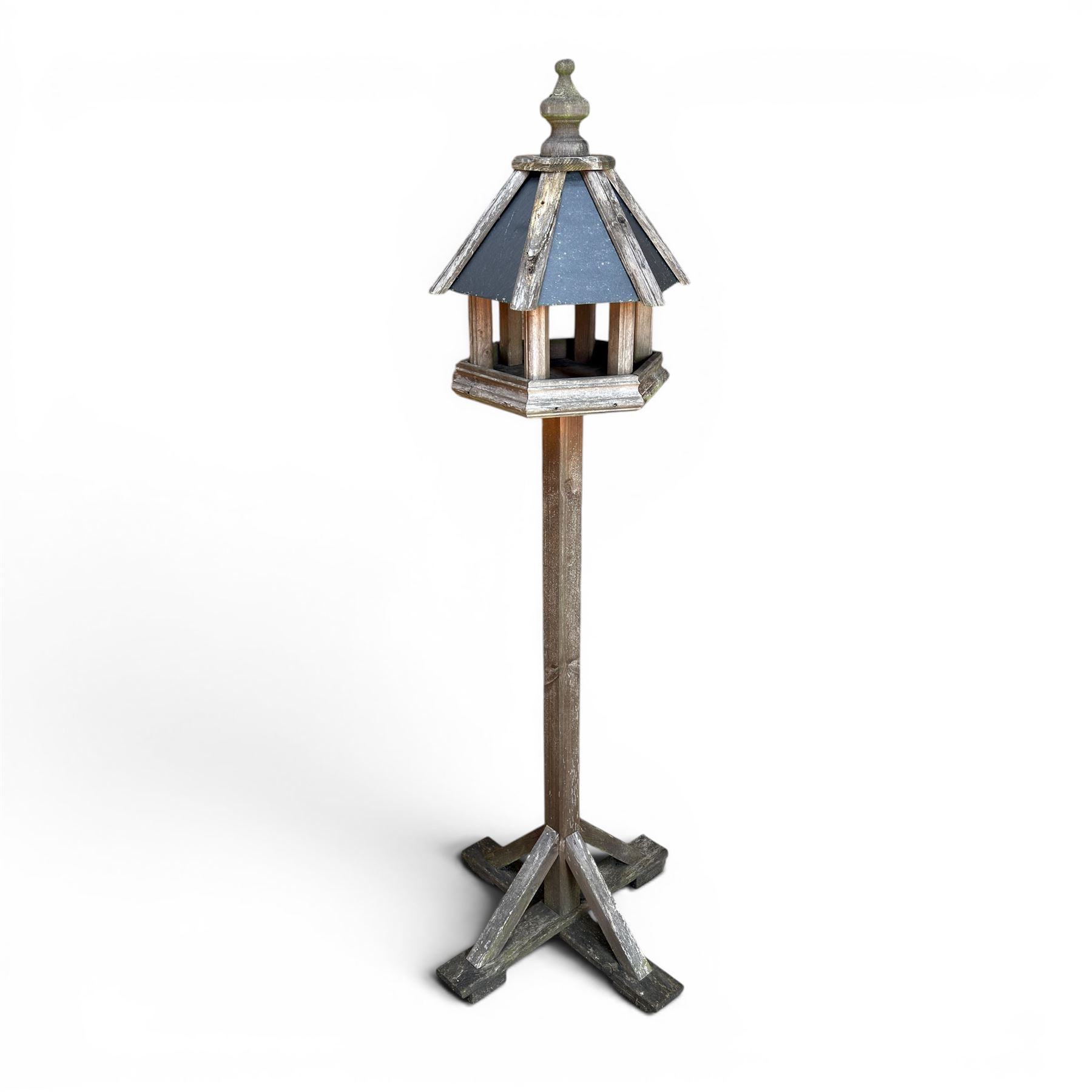 Timber and slate bird table