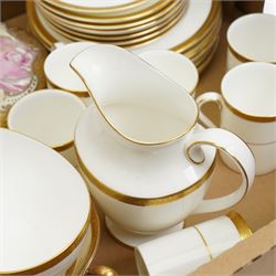 Royal Doulton 'Royal Gold' tea ware, set of four Limoges trinket boxes, small limoges vase and large covered box