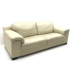  Violino three seat sofa upholstered in cream leather, W222cm  