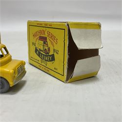 Lesney - three die-cast Matchbox series models comprising no.6 Quarry Truck in yellow, Moko Lesney no.28 Bedford S Compressor Truck in yellow, and no.42 Bedford CA Evening News Truck no.42; in original boxes (3) 