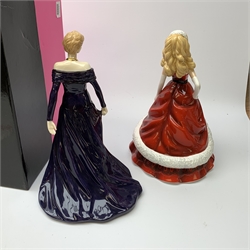 A limited edition Royal Doulton figurine, Diana, Princess of Wales, HN5066, 7576/10,000, with box and certificate, together with a further limited edition Royal Doulton figurine, Holiday Barbie, HN5531, 759/3500, with box and certificate. 