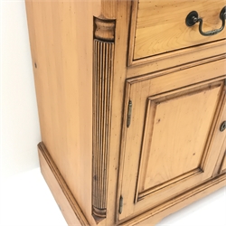  Solid pine dresser, six drawers, two cupboards, shaped plinth base, W153cm, H92cm, D48cm  