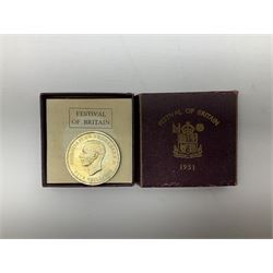 Great British and World coins including pre-decimal pennies, small number of pre 1920 silver coins, Queen Victoria 1844 half farthing, King George VI 1951 Festival of Britain crown, two Queen Elizabeth II 1953 nine coin sets in blister packs,  pre-euro coinage etc