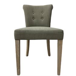 Neptune Furniture - Calverston set of four curved back dining chairs with Clara Natural buttoned upholstery, pale oak legs