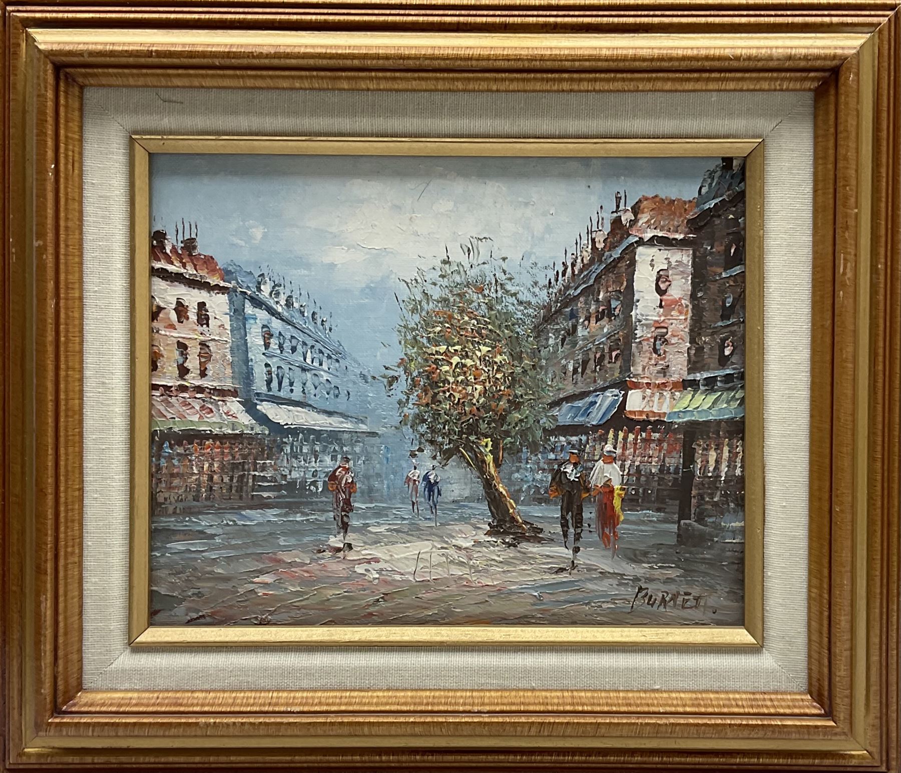 French School (20th century): Parisian Street Scenes, pair oils on board together with pair oils on canvas each 19cm x 24cm (4)