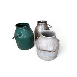 Three metal dairy buckets with carrying handles