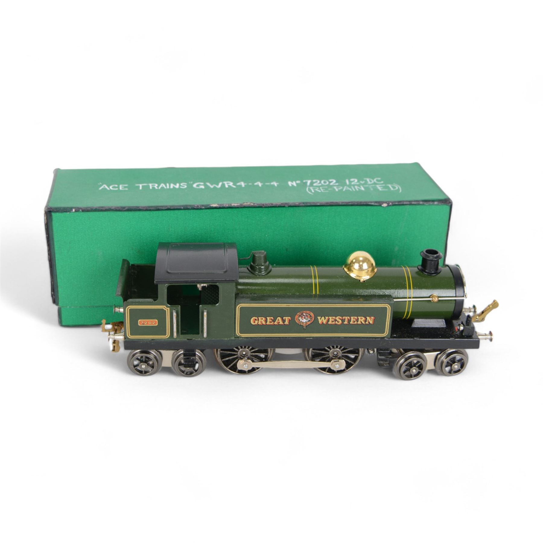 Ace Trains 0 gauge Great Western Railway Electric 4-4-4 Tank locomotive no. 7202, re-painted in green livery