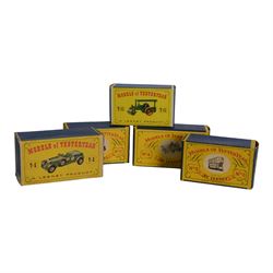 Thirty-four Matchbox/Lesney Models of Yesteryear diecast models, including Lesney No. 12 Horse Bus, No. 3 Tramcar, No.6 Supercharged Bugatti Type 35, No.2 London Bus and No.4 Shand Mason Horse Drawn Fire Engine, twenty-six boxed, eight loose
