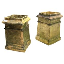 Pair square terracotta chimney pots 