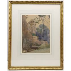 William Lee Hankey RWS (British 1869-1952): Ancient Feudal Castle and Moat, watercolour signed 34cm x 25cm