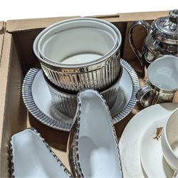 Royal Worcester silver lustre tea and dinner wares and matched items, together with Royal Devon tea wares, etc, in two boxes
Provenance: from the Kirkham Hall estate. 