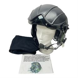 Mk.4 Flight Helmet, as used by RAF and Civilian helicopter pilots; in RAF green,  fitted with rigid visor cover and working boom mike; has had a complete refit and is bench tested.