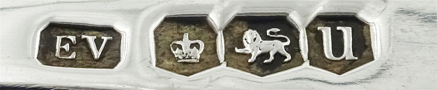 Selection of silver flatware, to include Victorian Queens pattern knife with silver blade, hallmarked John Gilbert & Co, Birmingham 1872, a Victorian silver preserve spoon with shovel type bowl engraved with diamond pattern, hallmarked Josiah Williams & Co, Exeter 1875, two modern coffee spoons, the terminals modelled as griffins, hallmarked William Suckling Ltd, London 1967, an Edwardian Royal Commemorative souvenir spoon, hallmarked William Devenport, Birmingham 1901, a 1930's pair of sugar tongs the bowls modelled as claws, a Norwegian silver spoon, stamped 830, etc., approximate total weight 6.37 ozt (192.8 grams)