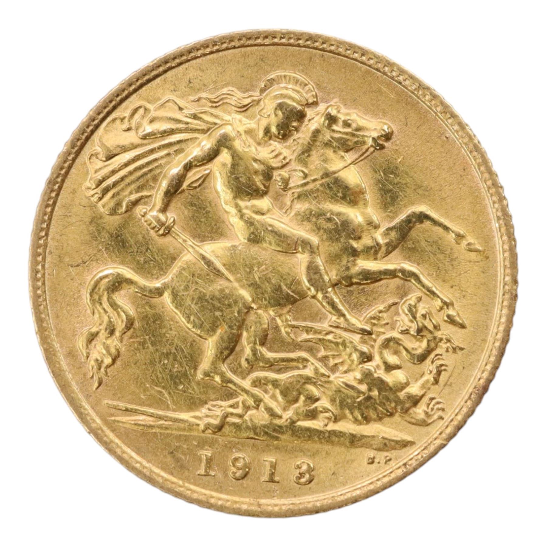 King George V 1913 gold half sovereign coin