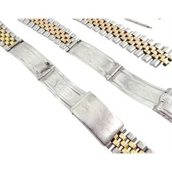Rolex Jubilee yellow gold and stainless steel watch bracelet and one other Rolex Jubilee rose gold and stainless steel watch bracelet, with Rolex pouch