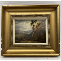 Samuel Williamson (British 1792-1840): Landscape with Goatherd, oil on panel signed and dated 1828, 13cm x 17cm 