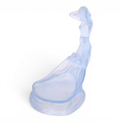Walther & Sohne blue glass center piece modelled as a mermaid, H24cm 
