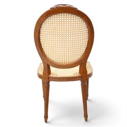 And So To Bed - French design 'Floral Caned Chair', balloon caned back with foliate carving, above a caned serpentine seat, reeded and turned supports