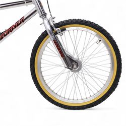 1980s Raleigh Cromo Burner BMX bike, with some original and some upgraded parts, including Oval Competition section frame and fork, Tange black rubber grips, Redline chain wheel, DMR Bikes V6 pedals and Duro Nylon F-075 tyres