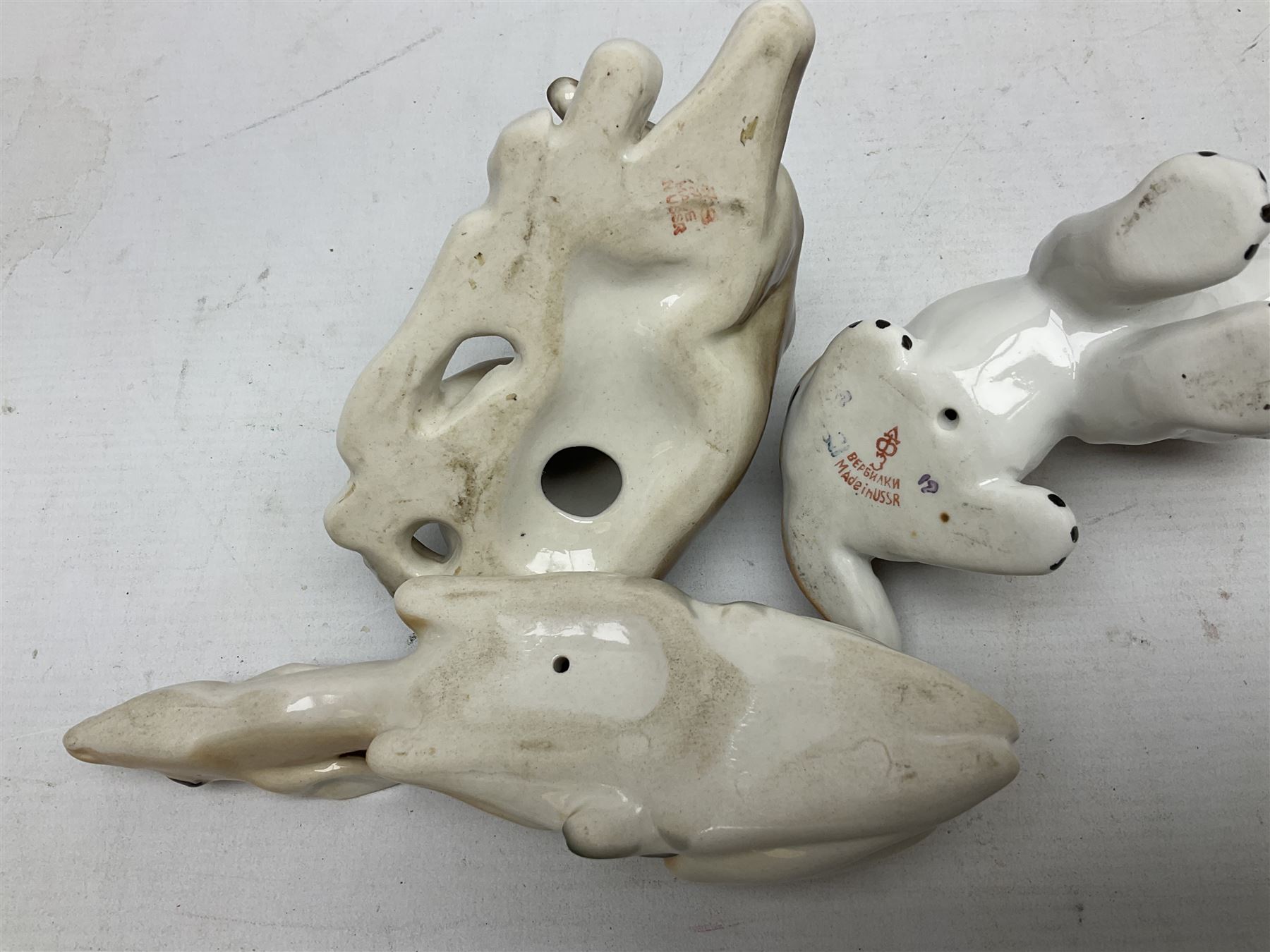 Collection of Russian Lomonosov USSR animal figures, to include  lynx, tiger, red panda, sealion, panada, etc 