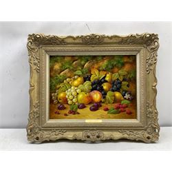 John F Smith (British 1934-): Still Life of Fruit, oil on canvas signed 29cm x 39cm
Notes: Smith was a porcelain artist for Royal Worcester between 1950-1971