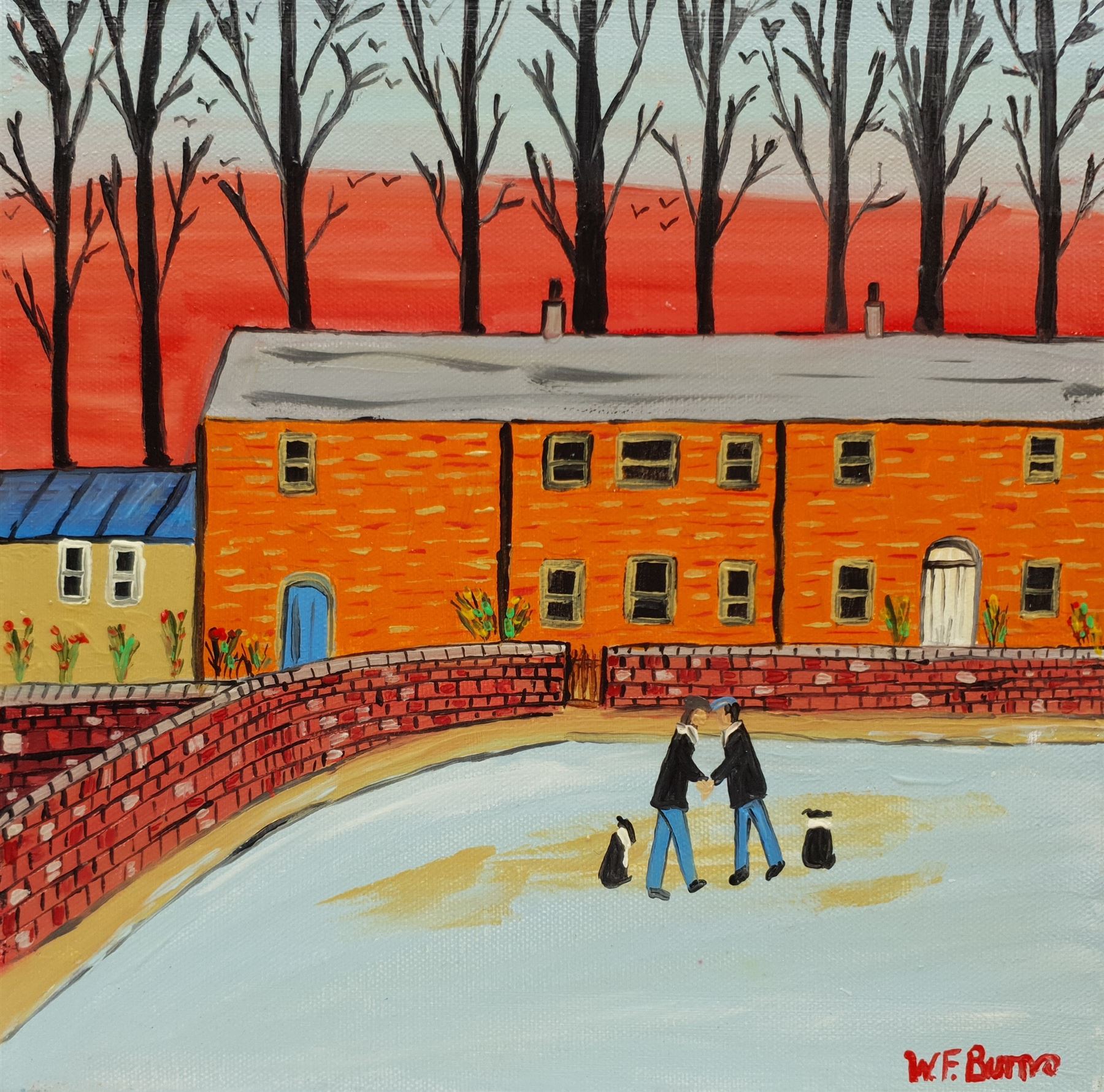 William Findley Burns (Northern British 1949-): 'Morning Bill', oil on canvas signed, titled verso 30cm x 30cm (unframed)