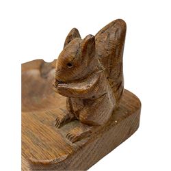 'Squirrelman' oak ashtray, carved with squirrel signature, by Wilf Hutchinson of Husthwaite 