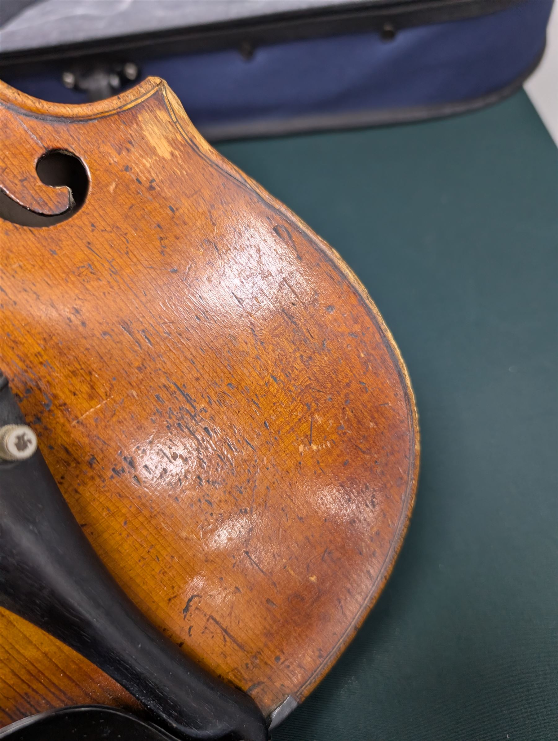 20th century violin, bearing label for Antonius and Hieronymus Amati, with bow stamped G. Werner, contained within fitted case