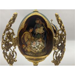 Franklin Mint House of Faberge three collectors eggs, comprising Madonna and Child, The Shepherds Gift and Glorious Adoration 