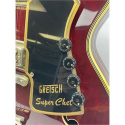 American Gretsch Super Chet semi-acoustic guitar, 1960s/70s, with 'pots' on scratch plate, serial no.5 2071, L111cm overall;  in original hard carrying case  