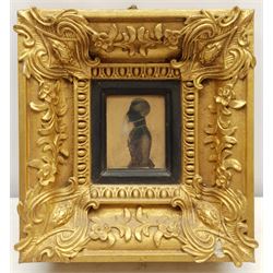 English School (19th century): Military Gentleman, miniature silhouette portrait with pencil unsigned 8cm x 6cm in heavy gilt frame
