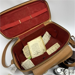 Leica IIIc Rangefinder camera in leather case, 1946/7, serial no.439229, with Ernst Leitz Wetzler Summaron f=3.5cm 1:3.5 lens with hood, in carry bag with light meter and other accessories