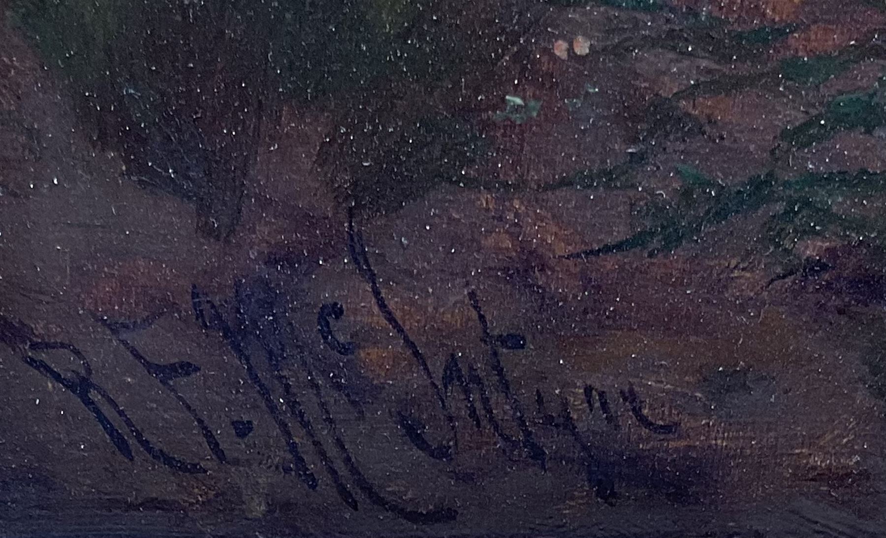 Robert Finlay McIntyre (British c.1846-1906): Driving Sheep through Woodland, oil on canvas signed 60cm x 45cm