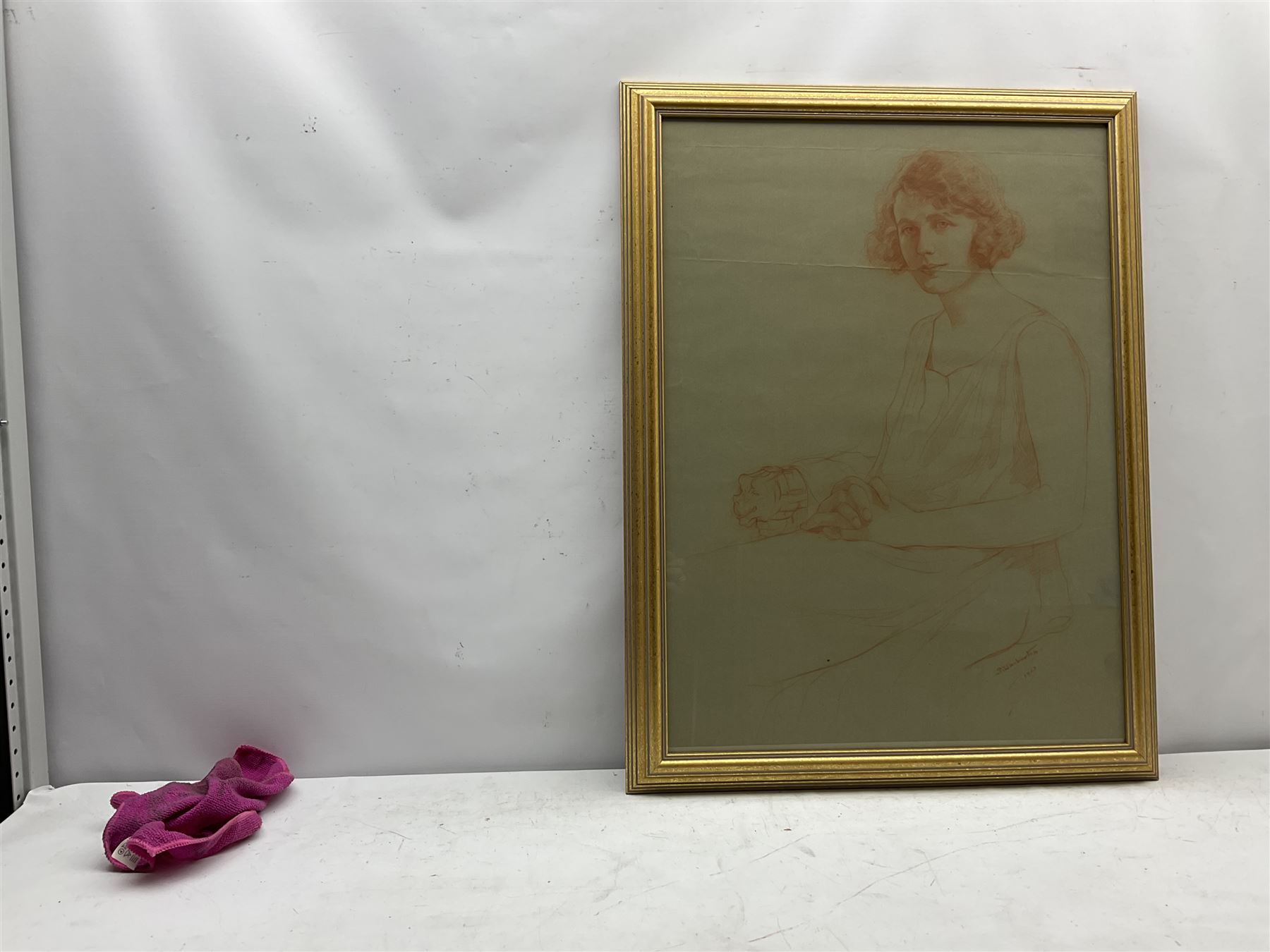 Sam Warburton (British 1874-1938): Portrait of a Seated Lady, red pastel signed and dated 1923, 70cm x 51cm