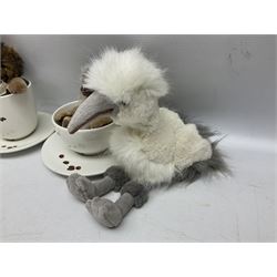 Charlie Bears - limited edition Minimo Collection 'Cappuccino' No.184/1000 and 'Espresso' No.21/1000; each with labels and complete with purpose made ceramic cups and saucers; Bearhouse emu; and Alpaca Collection teddy bear No.5800S (4)