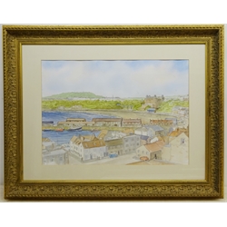  Nina Pickup (British 1947-): The Old Town, Scarborough from Castle Terrace watercolour signed 45cm x 63cm MAO1307  