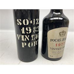 Pacas Junior, 1977, vintage port, 75cl, 20% and Souza, 1983, vintage port, 75cl, 200% vol (2)