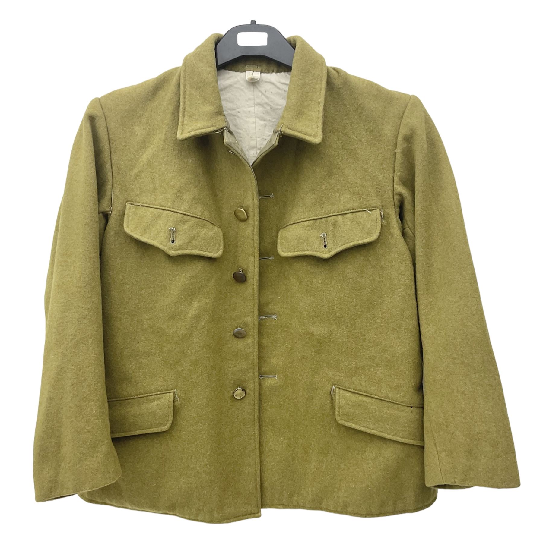 Japanese Type 38 winter tunic, the lining stamped with various Japanese character marks