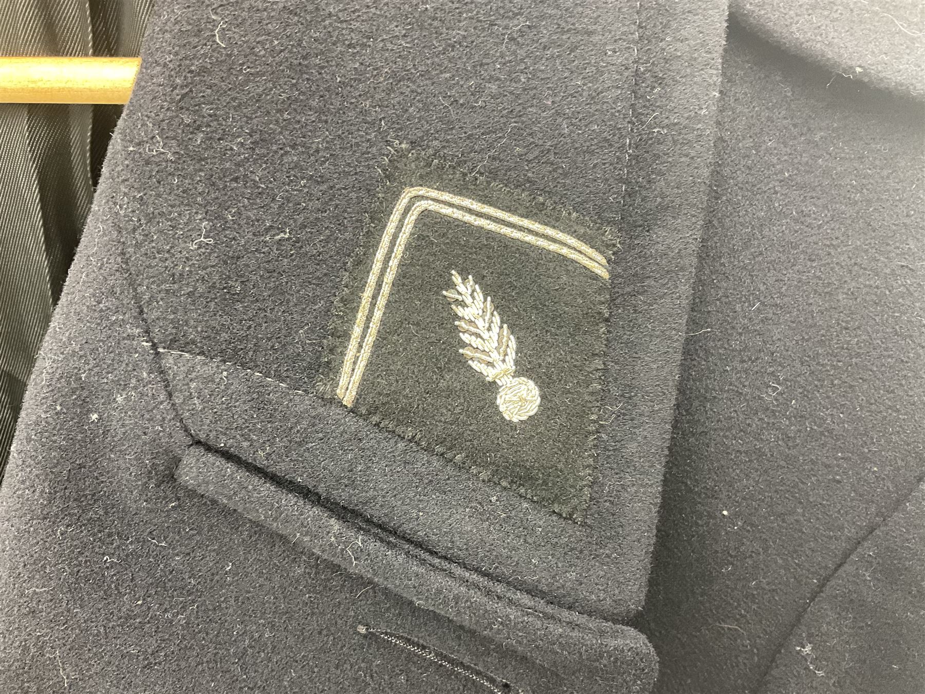 French Gendarmerie greatcoat, bears label for 'Maitre-Tailleur F.M. Barronnier 52 Chaumont 13 Rue Ferrer'; and French greatcoat (Indochine Period Vietnam 1947/1953)