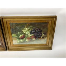 M Grieve (British 20th century): Still Life of Apples and Still Life of Mixed Fruit, pair pastel and watercolours signed 30cm x 45cm (2)