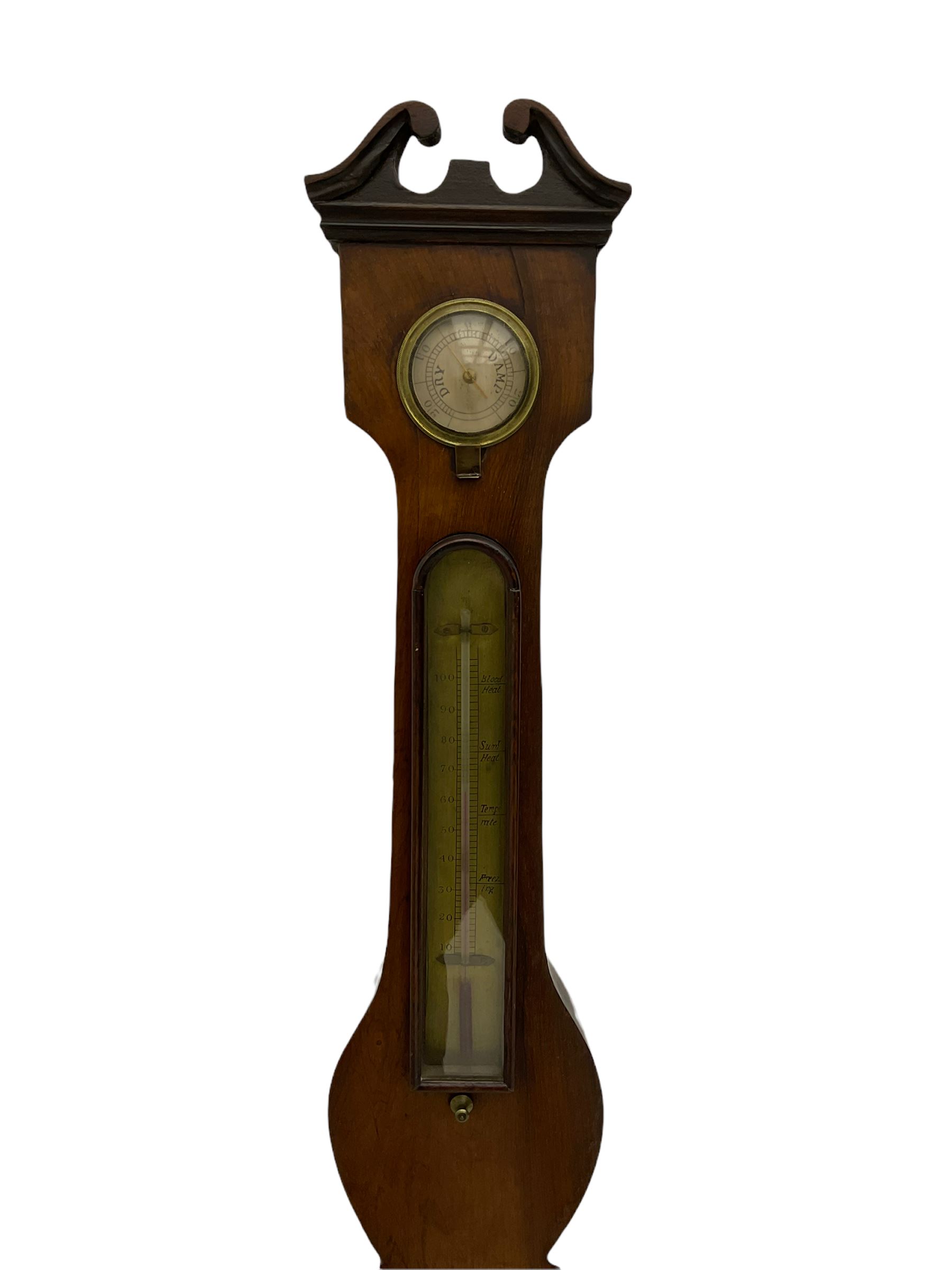 A 19th century four instrument mercury wheel barometer in a mahogany