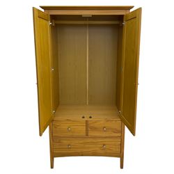 Pine double wardrobe with drawers