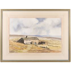 Donald Crossley (British 1932-2014): Moorland Stone Farmhouse, watercolour signed 36cm x 54cm