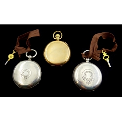  Victorian silver pocket watch Birmingham 1890, similar Edwardian pocket watch Chester 1905 and a gold-plated Admiral pocket watch, case by Fortune (3)  