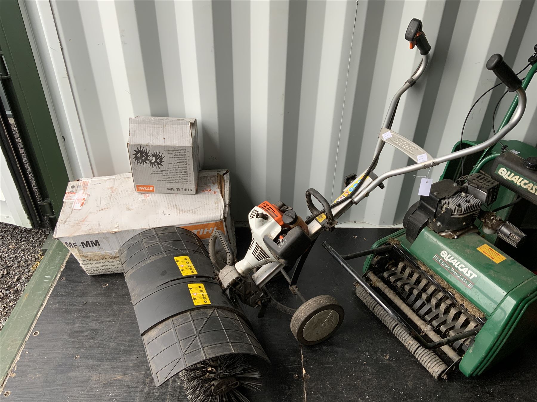 Stihl MM55 petrol rotary brush with attachments THIS LOT IS TO BE COLLECTED BY APPOINTMENT