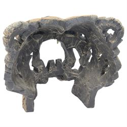 Matt Buckley, Edge sculpture, bear with mouth agape, showing teeth composite bust, H38cm