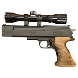 Weihrauch HW75 - .177 Pellet Pneumatic air pistol, Nikko Stirling 2.5x32 pistol scope, box...
