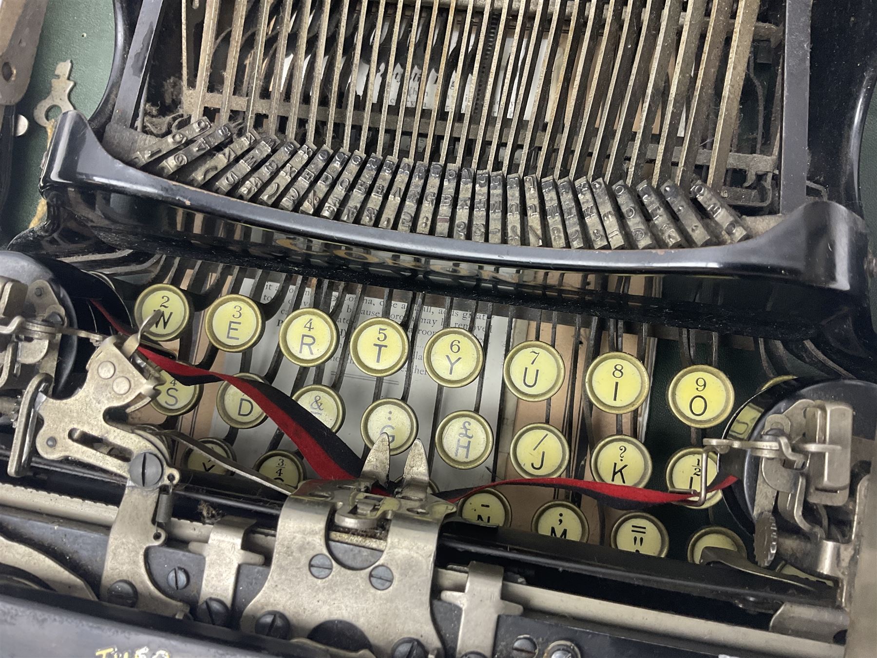 Corona typewriter in case, together with a grey angle pose style lamp